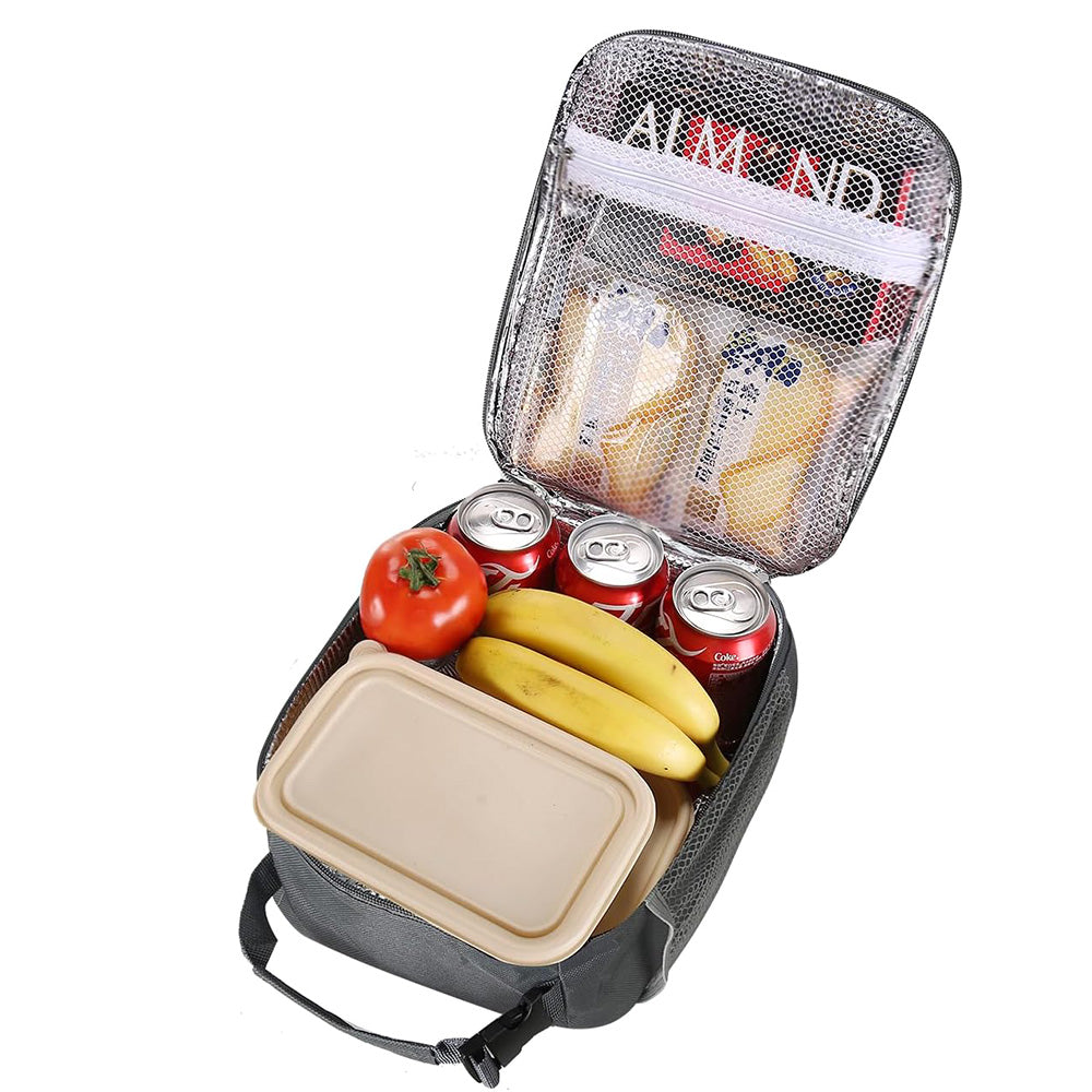 Large Capacity Insulated Lunch Box Storage Bag for Work Picnic Camping Gray