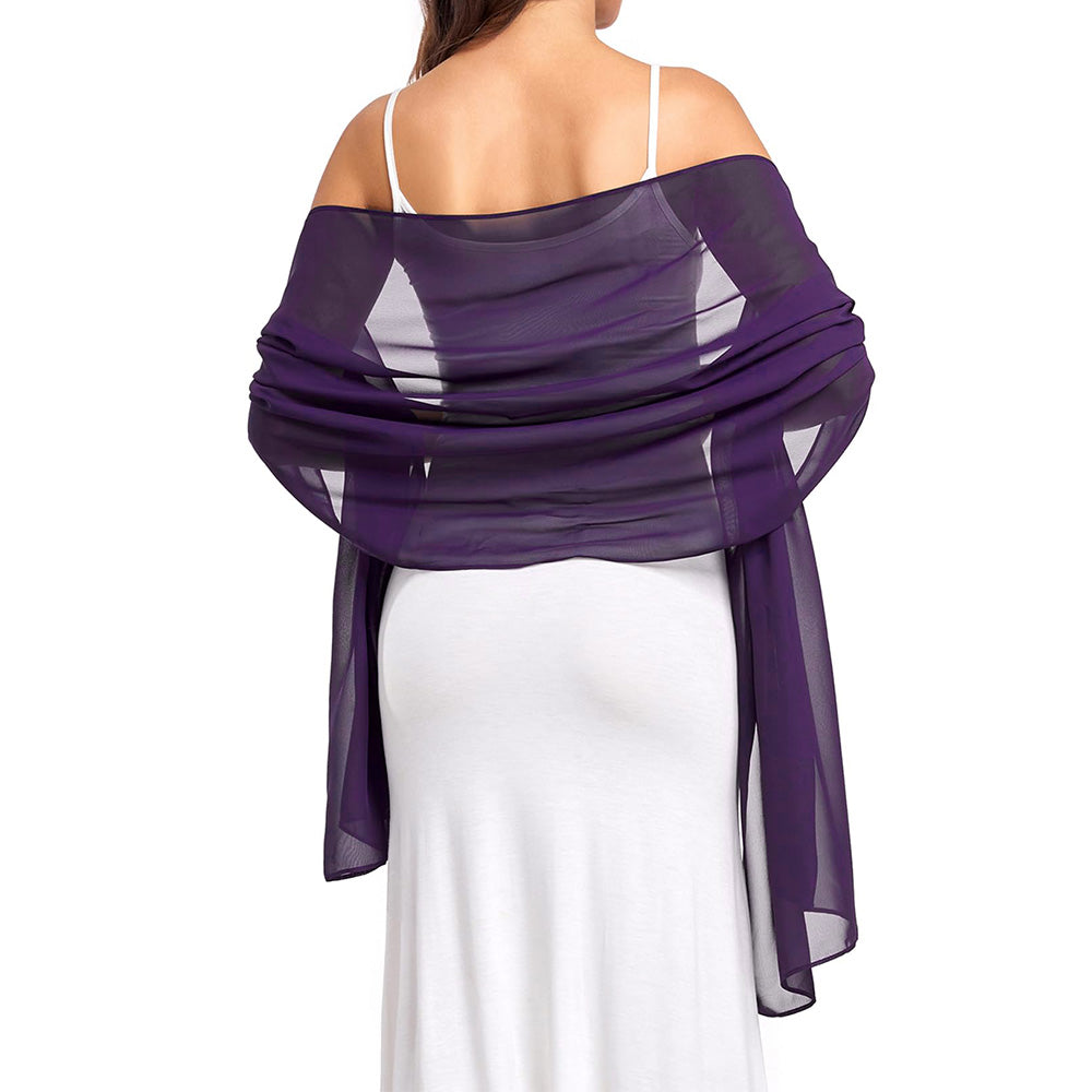 Chiffon Evening Dress Shawl for Weddings Parties - Purple