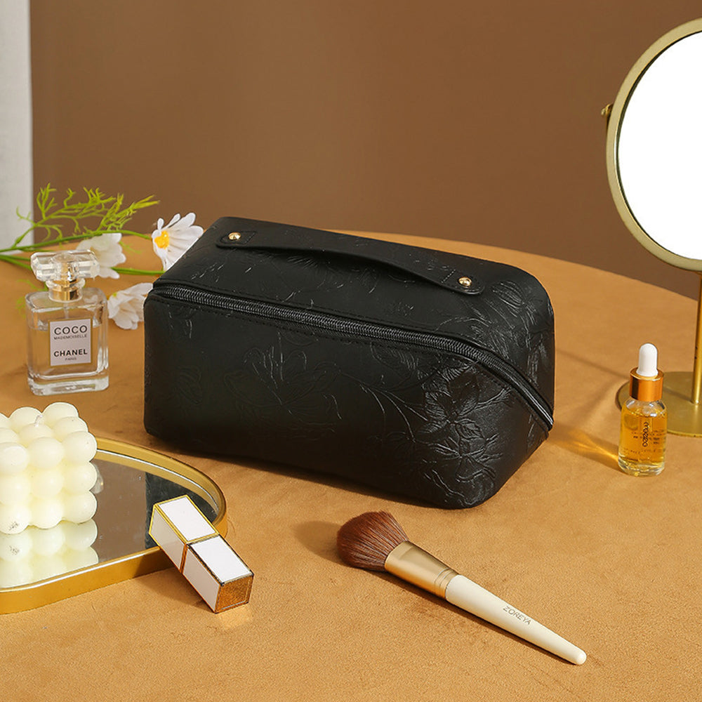 Travel Makeup Bags Wide Open Cosmetic Organizer Bag Toiletry Bag Black