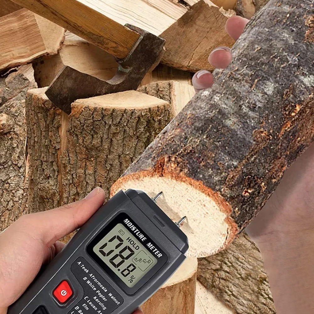 Digital Moisture Meter for Wood Damp Humidity Timber Firewood Tester LCD Analyzer Detector Grey