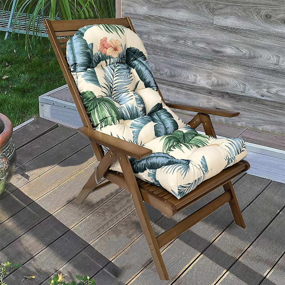 High Back Rocking Chair Cushion Water Resistant Outdoor Seat Pad-Mixed