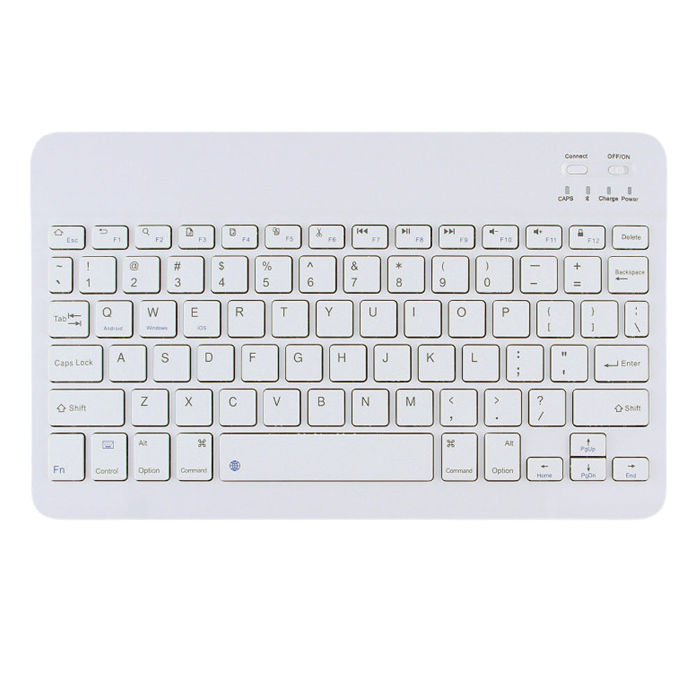 10-inch Ultra-Slim Bluetooth Keyboard Portable Mini Wireless Keyboard Rechargeable for iOS Android Windows Tablet Smartphone White
