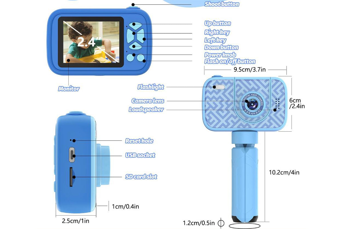 32GB Camera Toys for Boys Girls 1080P HD Digital Camera with Flip up Lens for Selfie and Video Christmas Birthday Party Gifts-Blue