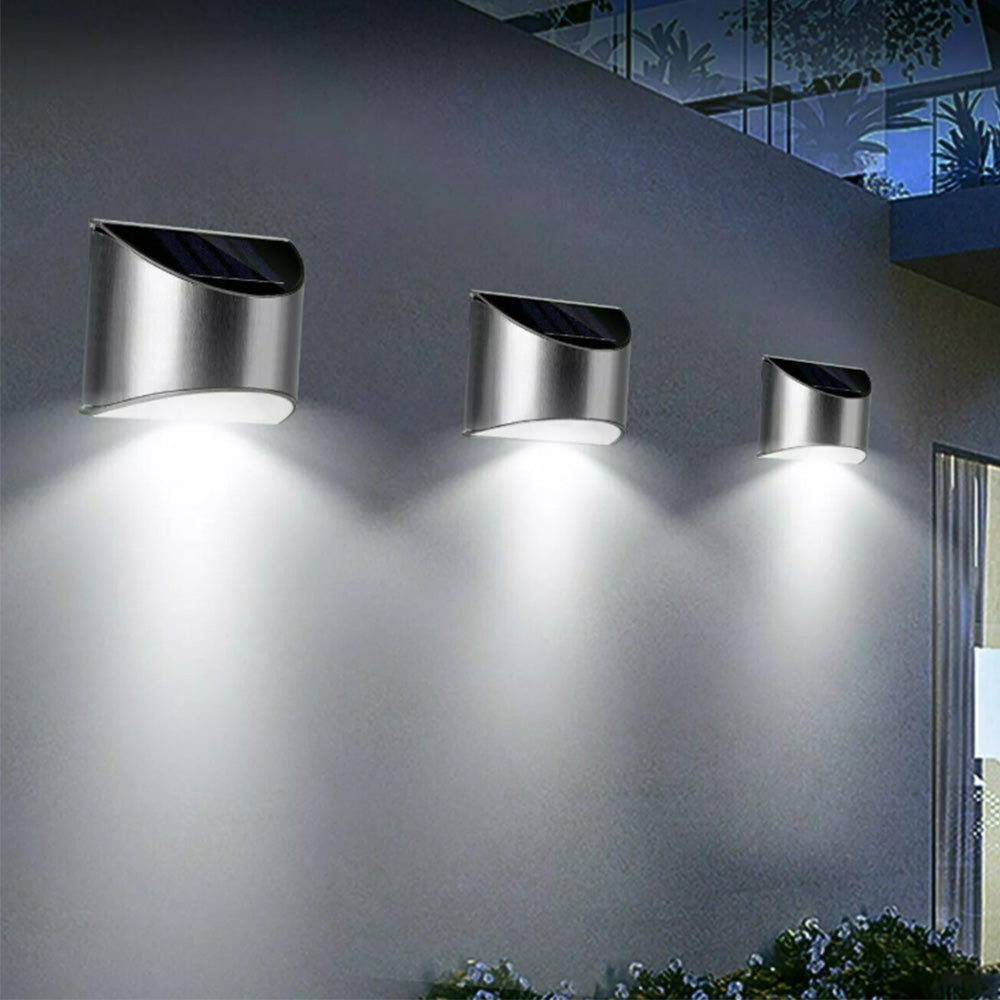 4Pcs Solar Wall Lamp Stainless Steel  Landscape Decorative Lights White