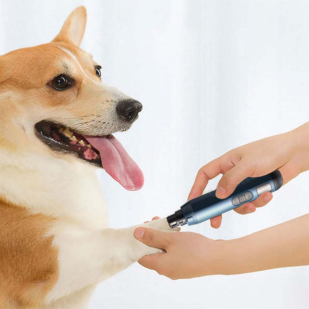 Electric Pet Nail Grinder for Dogs Cats with 5 Speeds LED Light Super Quiet-Blue