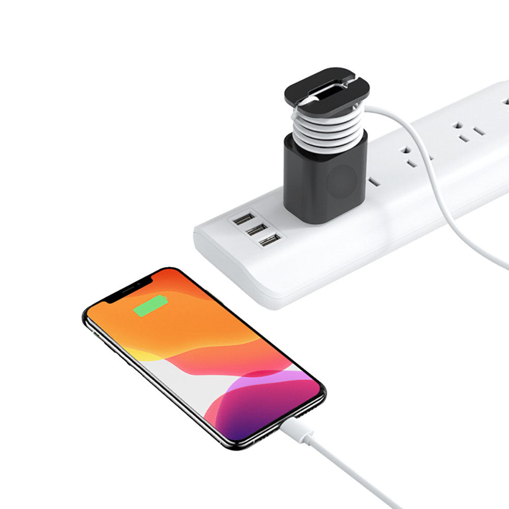 2-in-1 Silicone Charger Protector with Cord Wrap Power Adapter Case for 18W/20W Apple USB-C Charger Black
