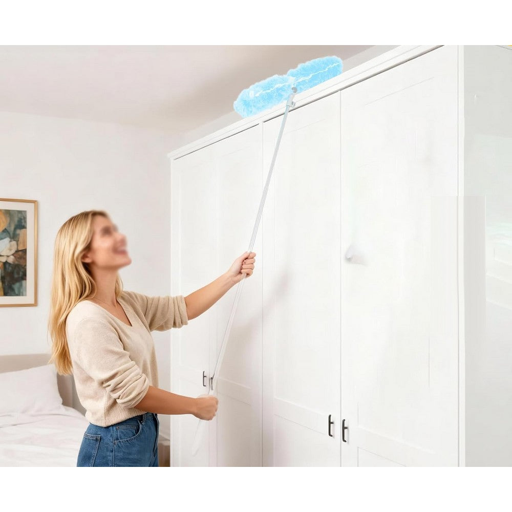 Extendable Duster Handle with 20 Refills Microfiber Dusting Pads for Ceiling-Blue