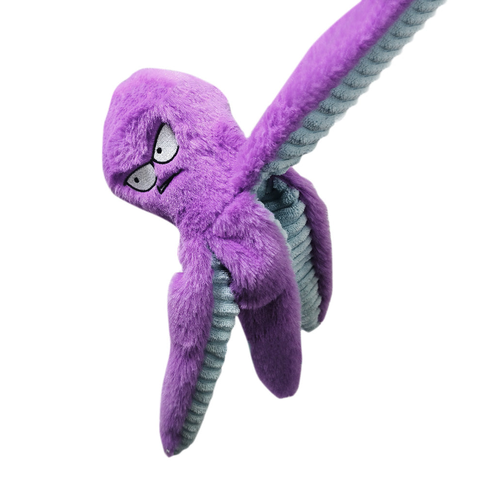 Interactive Plush Dog Toy with Squeaker and Crinkle Tentacles for Medium & Large Dogs Purple