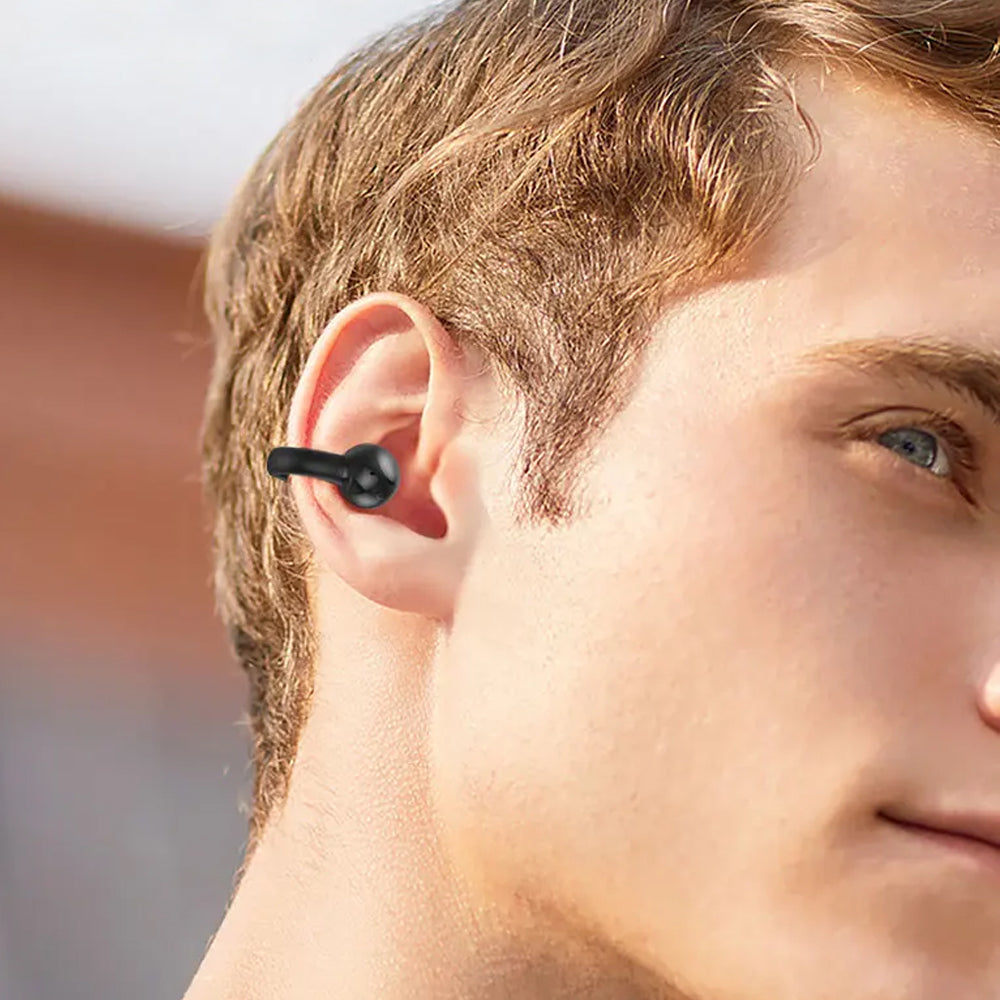 MG8 Wireless Bluetooth 5.2 Single Earphone Ear-clip Headphones TWS Sports Earbuds with Charging Case Black