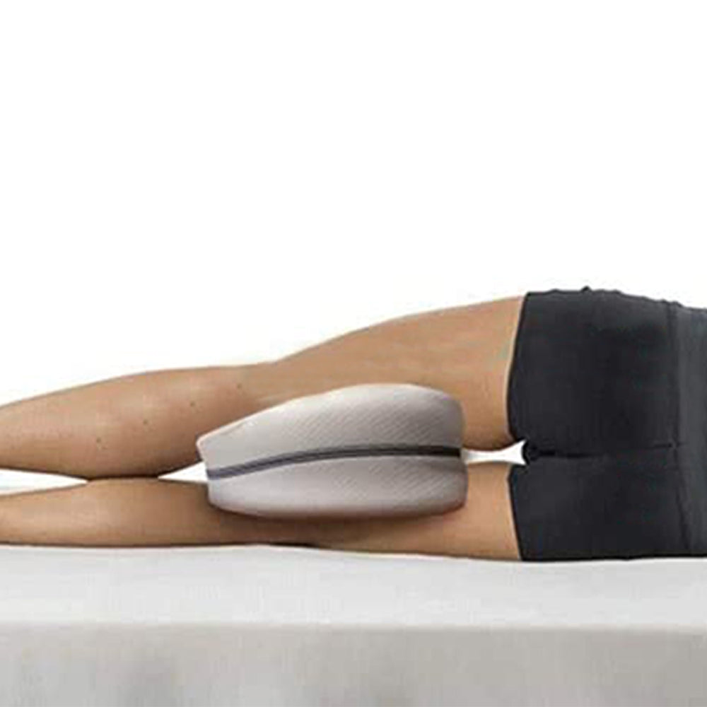 Leg Knee Pillow Memory Foam Knee Support Cushion with Washable Cover for Side Sleeper-White