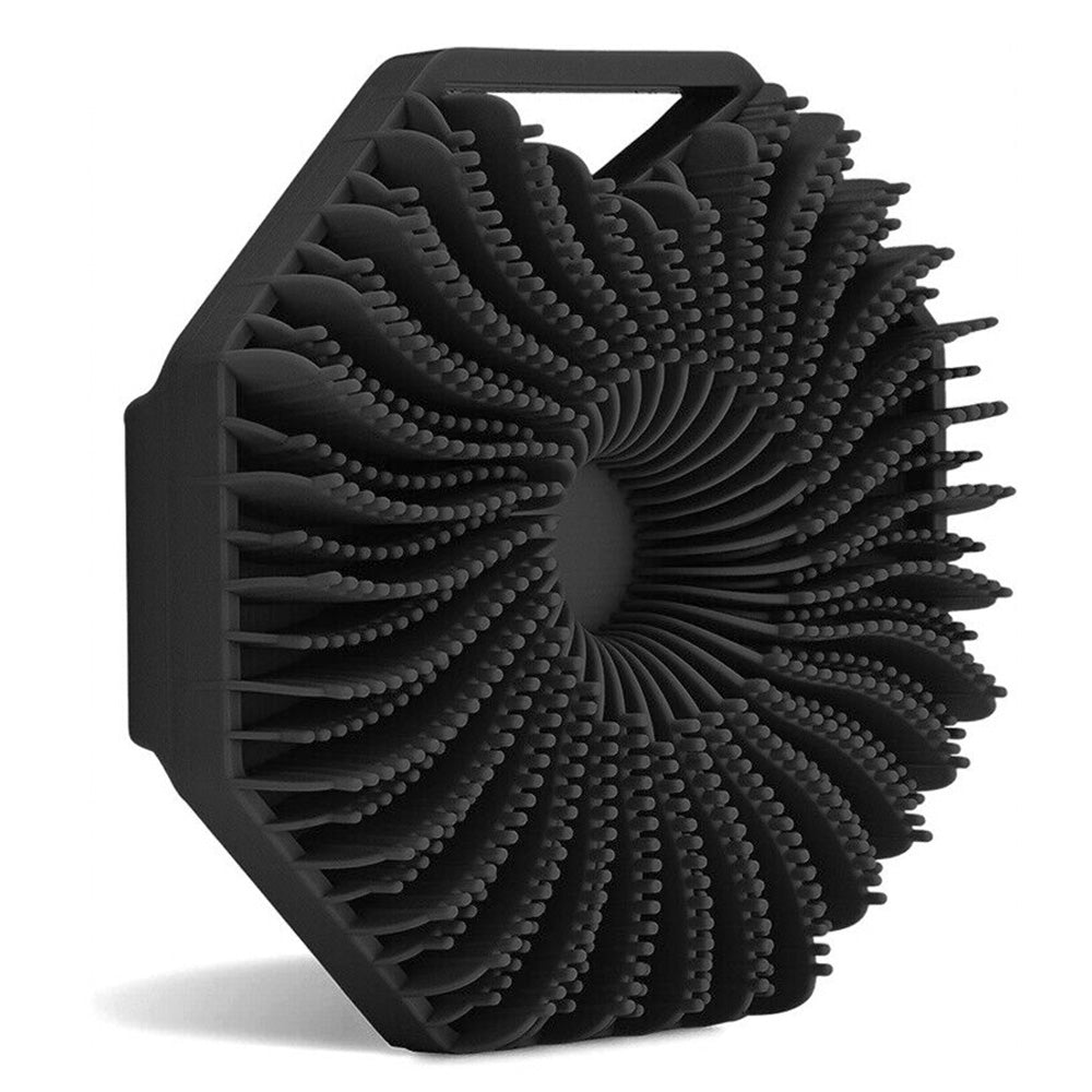Silicone Body Scrubber Exfoliating Shower Brush with Anti-Slippery Handles Bathing Tool Black