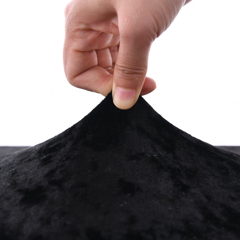 2Pcs Velvet Dining Chair Seat Covers Stretch Chair Seat Cushion Cover -Black