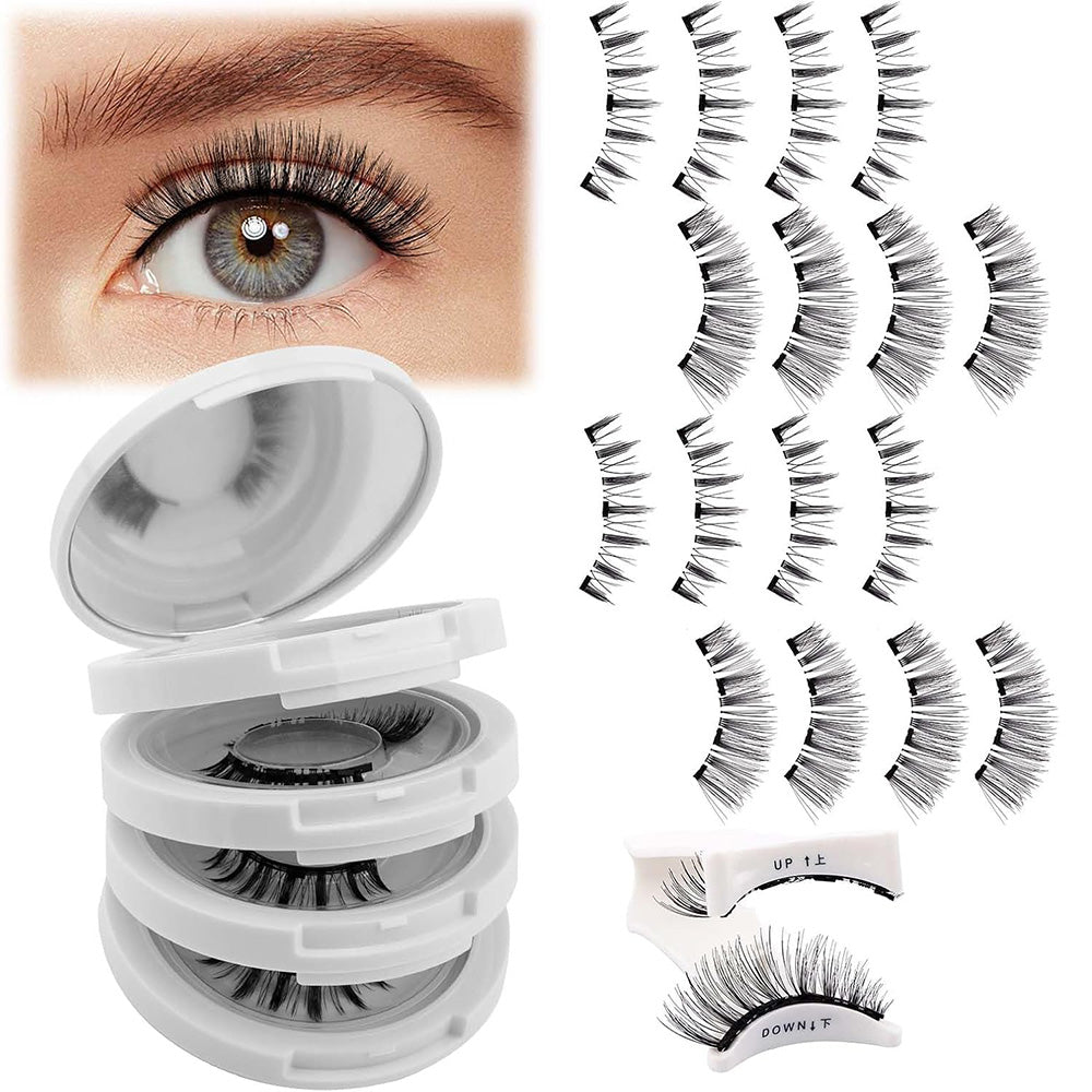 4 Pairs of Reusable False Eyelashes with Tweezers Easy to Wear Eyelashes Kit Style 1