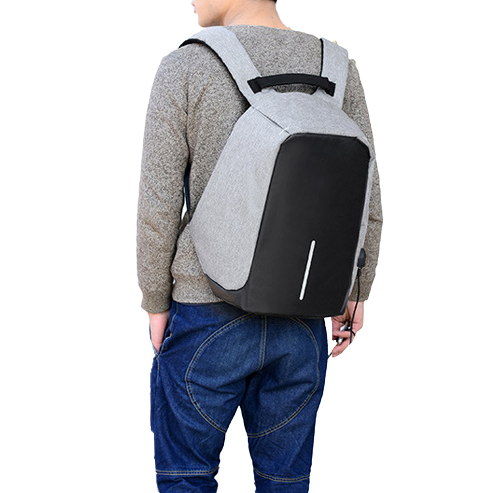 Anti-Theft Backpack School Travel Laptop Bag with USB Charging Port Gray