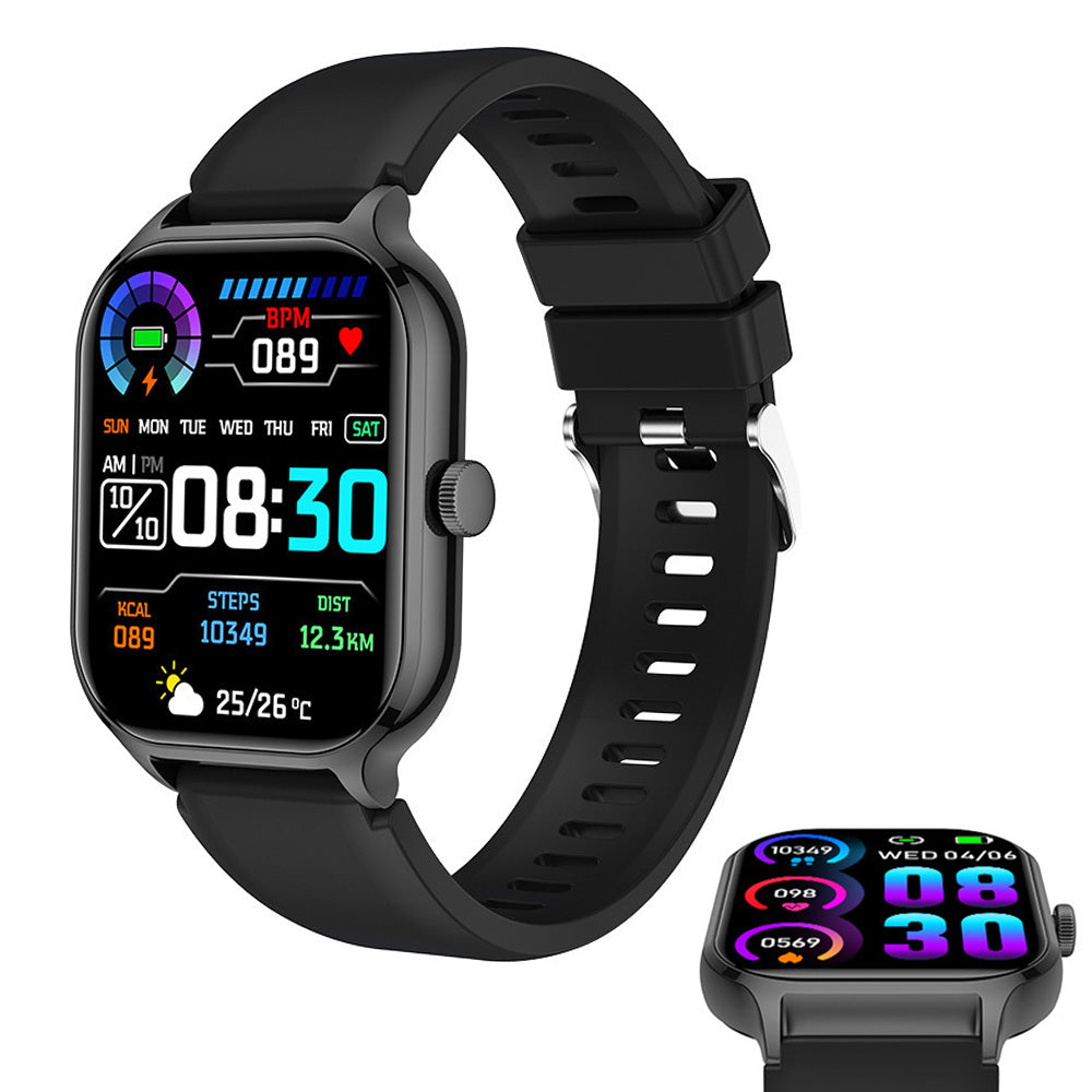 Bluetooth Smart Watch Sports Tracker Heart Rate/Sleep Monitor for iOS/Android Phone Black