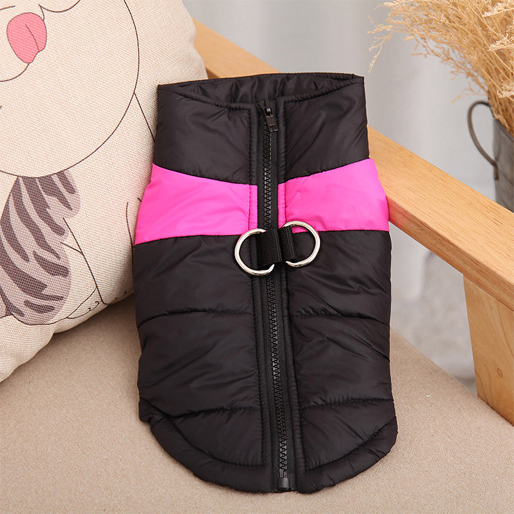 Windproof Waterproof Dog Winter Coat Jacket Warm Dog Vest Cold Weather Apparel-Pink