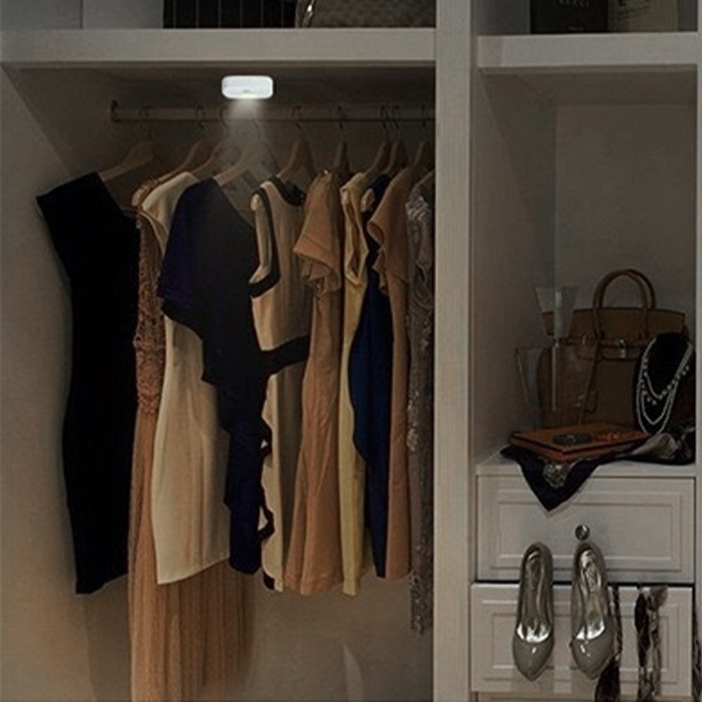 4pcs Motion Sensor Closet Lights Indoor Stair Lights Cordless LED Step Night Light for Under Cabinet Hallway-White