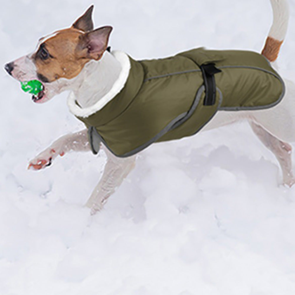 Winter Dog Coat Water Repellent Jacket for Small and Large Breeds Army Green