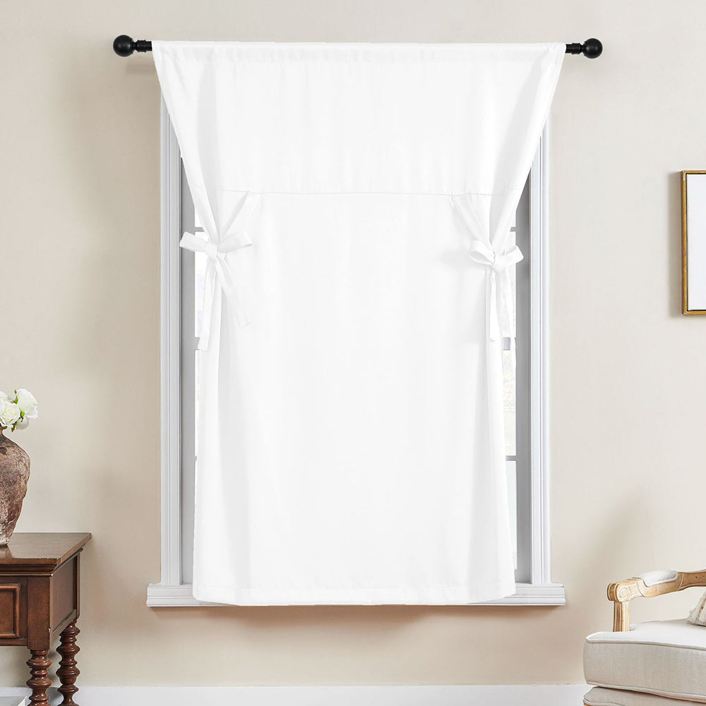 Thermal Insulated Tie Up Window Shade Light Blocking Curtain White