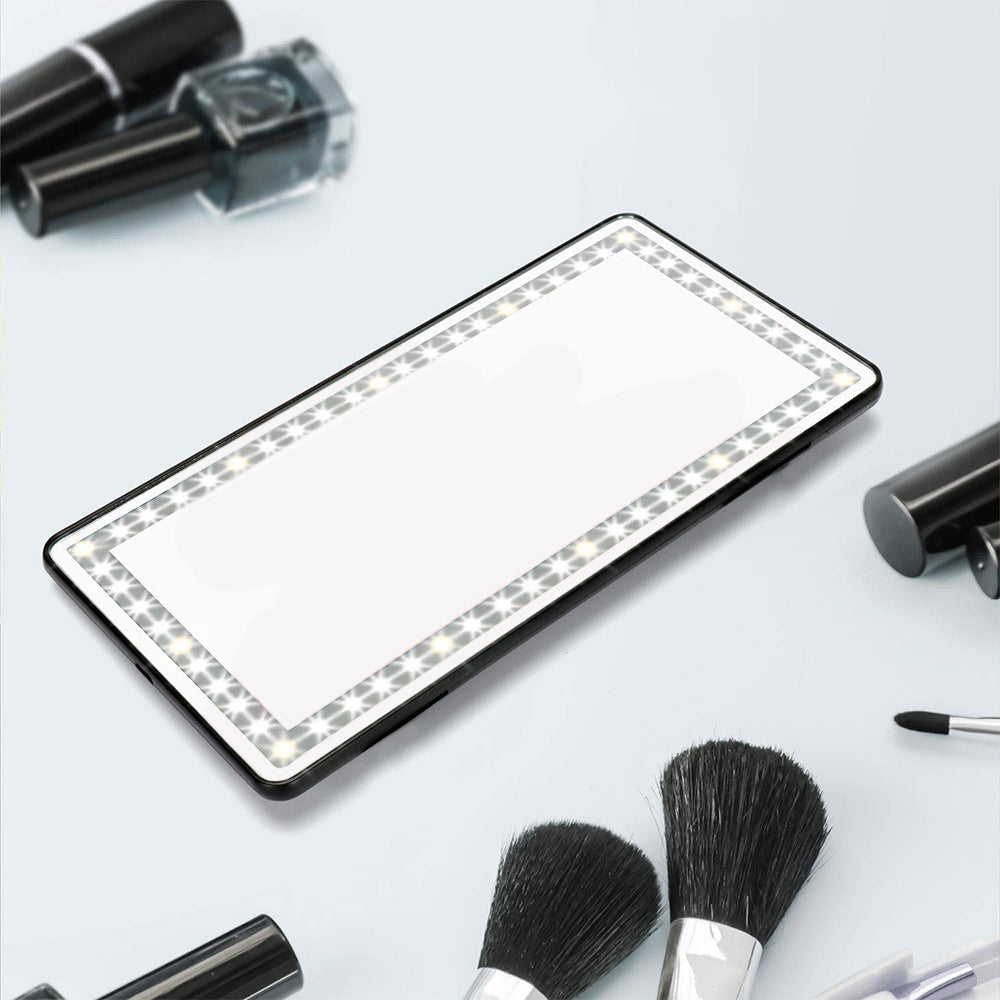 USB Car Visor Vanity Mirror Touch Screen LED Light Makeup Mirror Black