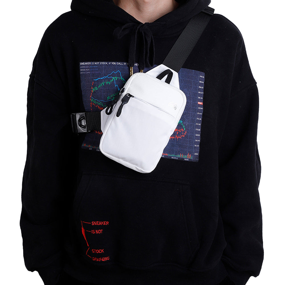 Water-Resistant Sling Bag Small Crossbody Chest Bag for Men Women White
