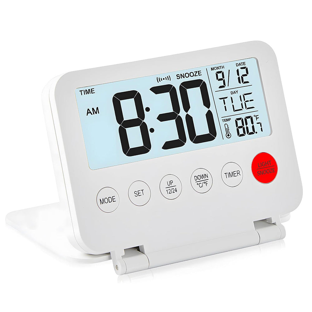Smart Digital Alarm Clock with Temperature Display Snooze Function and LED Backlight White