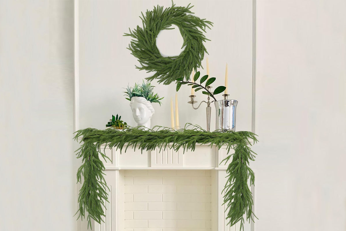 Christmas Norfolk Pine Garland Greenery Garland For Home Decor Fireplace