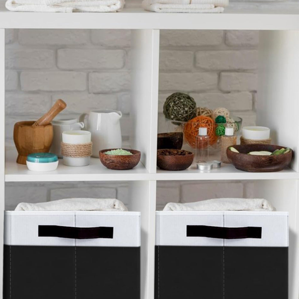 2Pcs Foldable Storage Bins Large Closet Storage Baskets for Clothes Blanket Beddings Towels Black