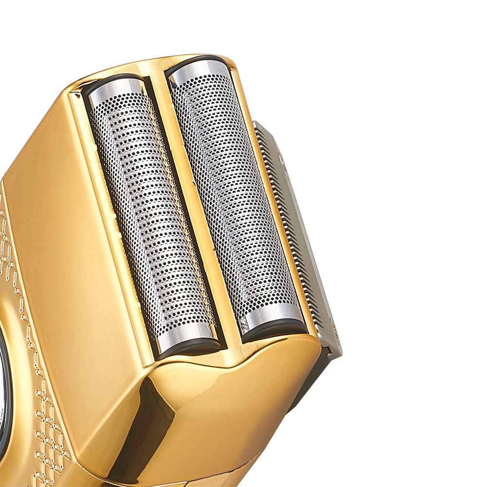 USB Rechargeable Electric Razor LED Display Shaver with Double Floating Blade for Men Gold
