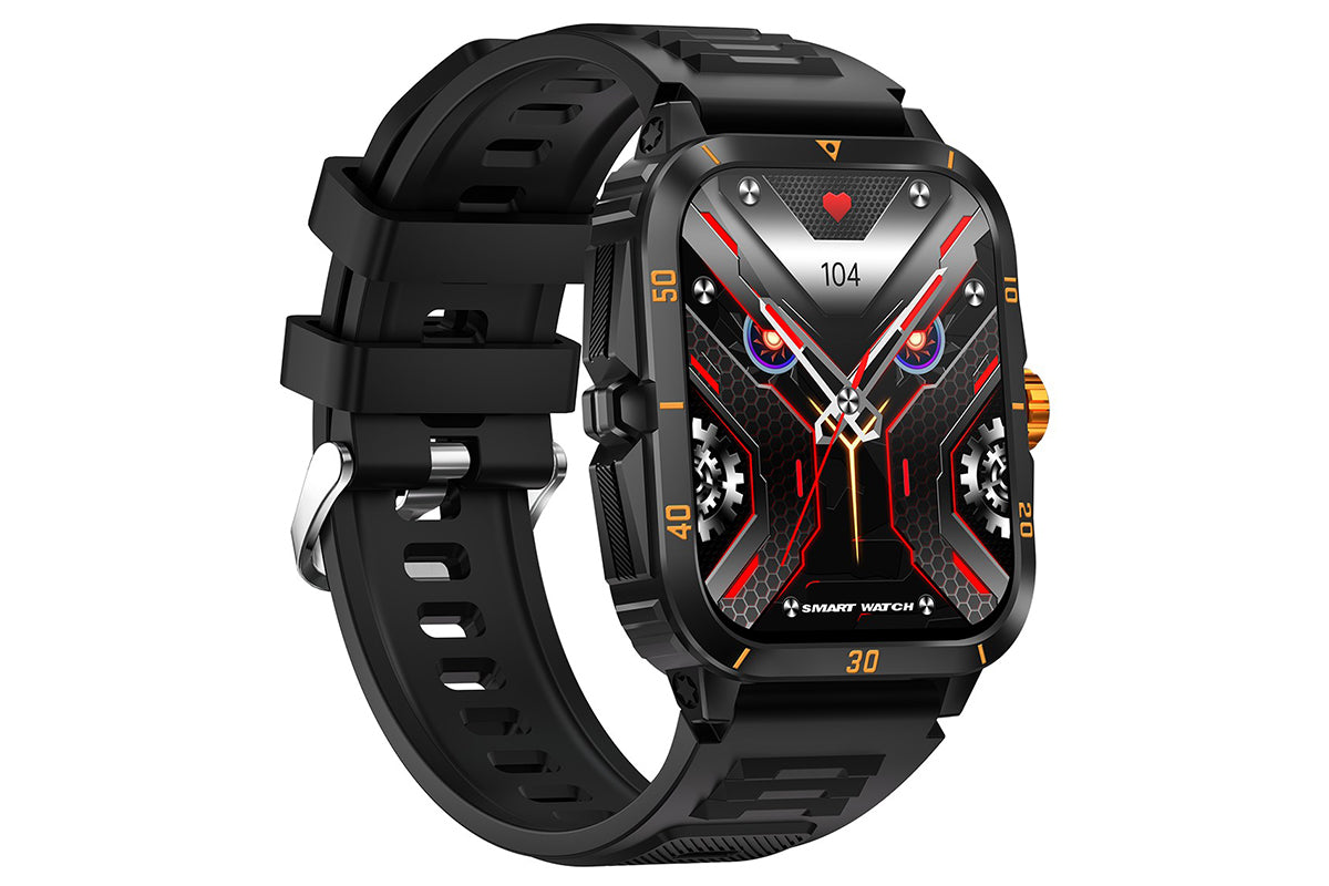 Waterproof Smartwatch for Men Android iOS Phones Smart Watch Fitness Tracker 1.96 Inch Blood Pressure Heart Rate Sport Pedometer Sleep Digital Step Activity Monitor-Black Gold
