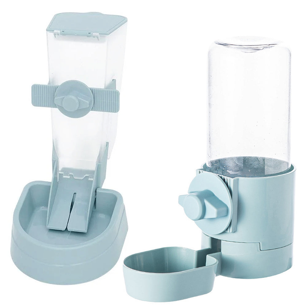 Automatic Food Water Dispenser Set Pet Feeder Bowl Set for Cage Light Blue