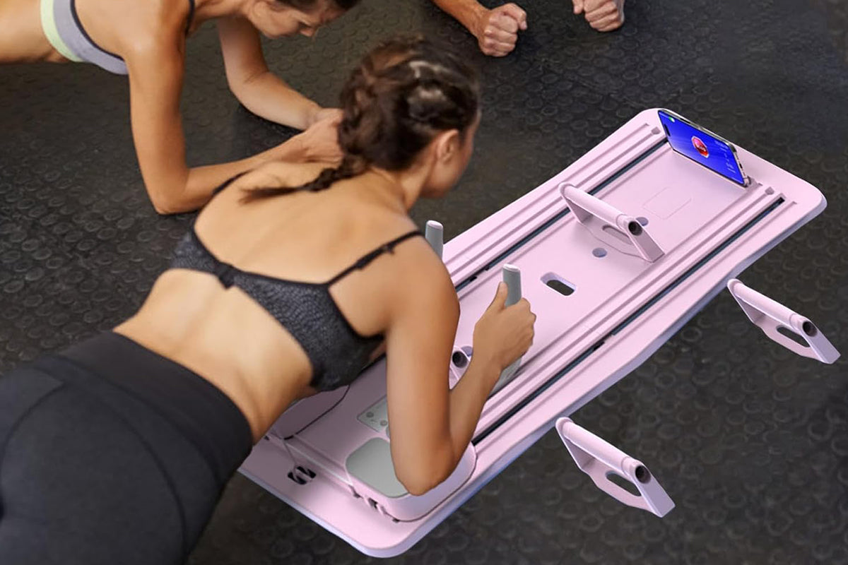 Pilates Machine Foldable 5-in-1 Portable Pilates Board with Elbow Support Home Gym Equipment for Weight Loss Training -Pink