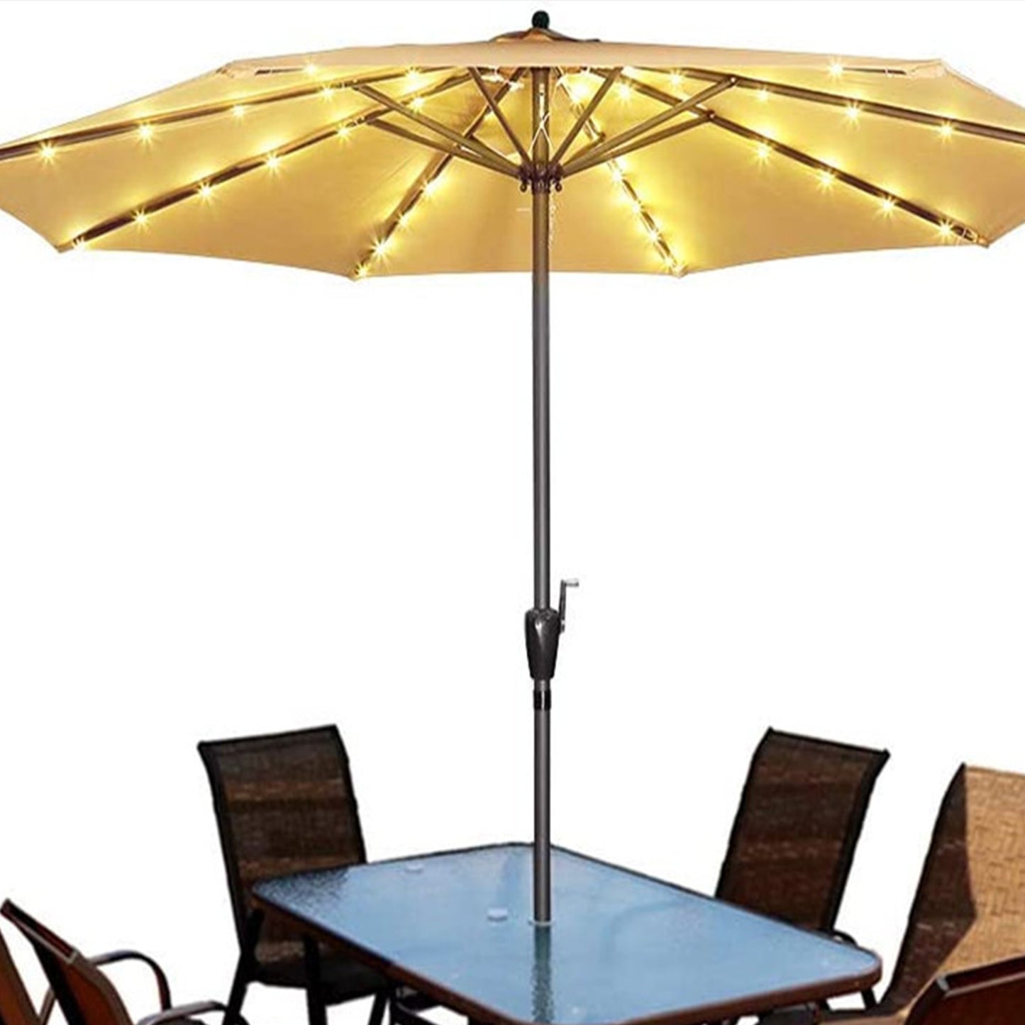 104 LED Solar Patio Umbrella String Lights -Yellow