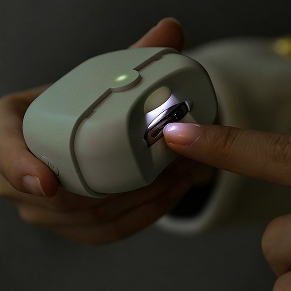 Electric Nail Clipper with LED Light - Green