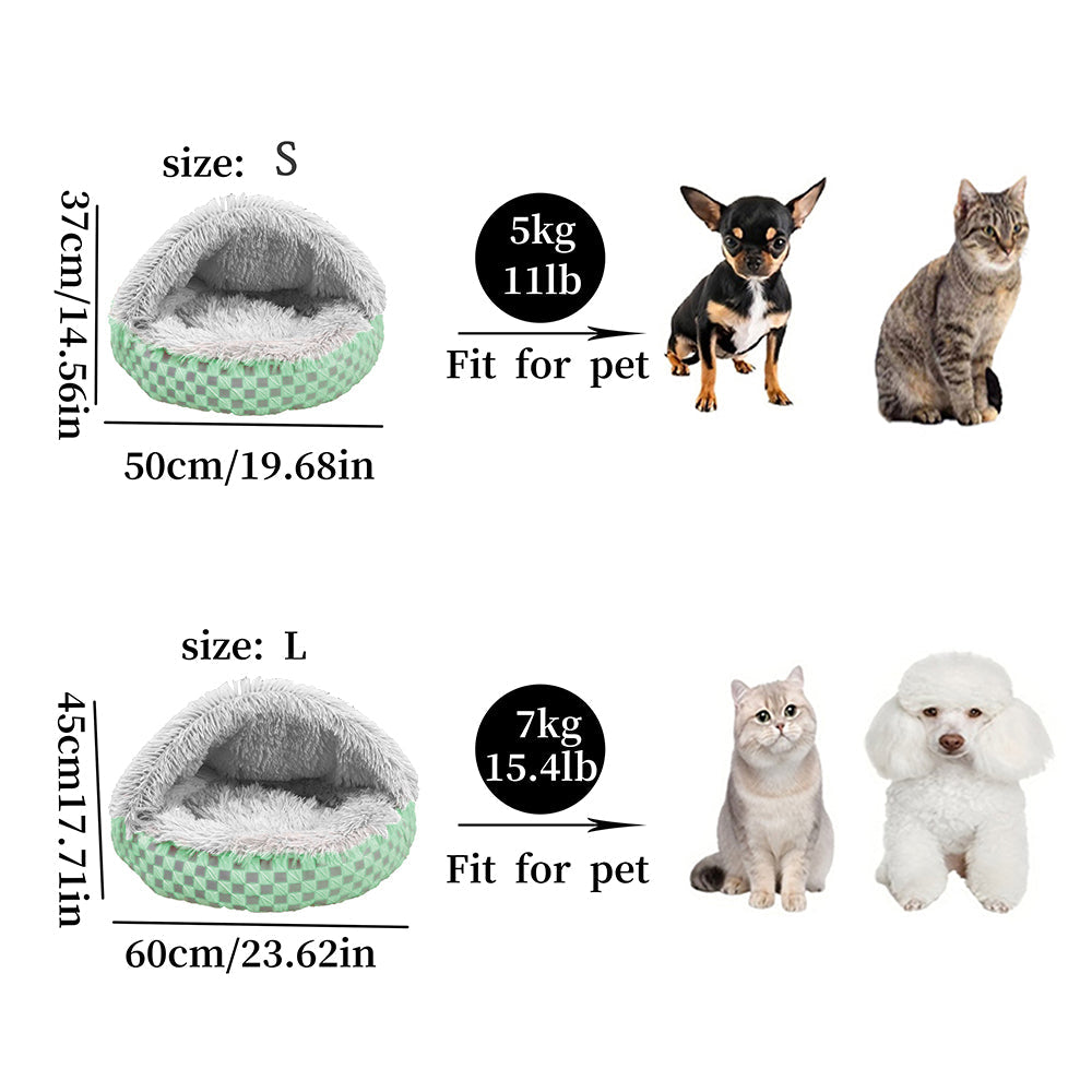 Winter Warm Pet Bed Cat and Dog Nest Plush Semi-Closed Pet Bed Sofa Gray
