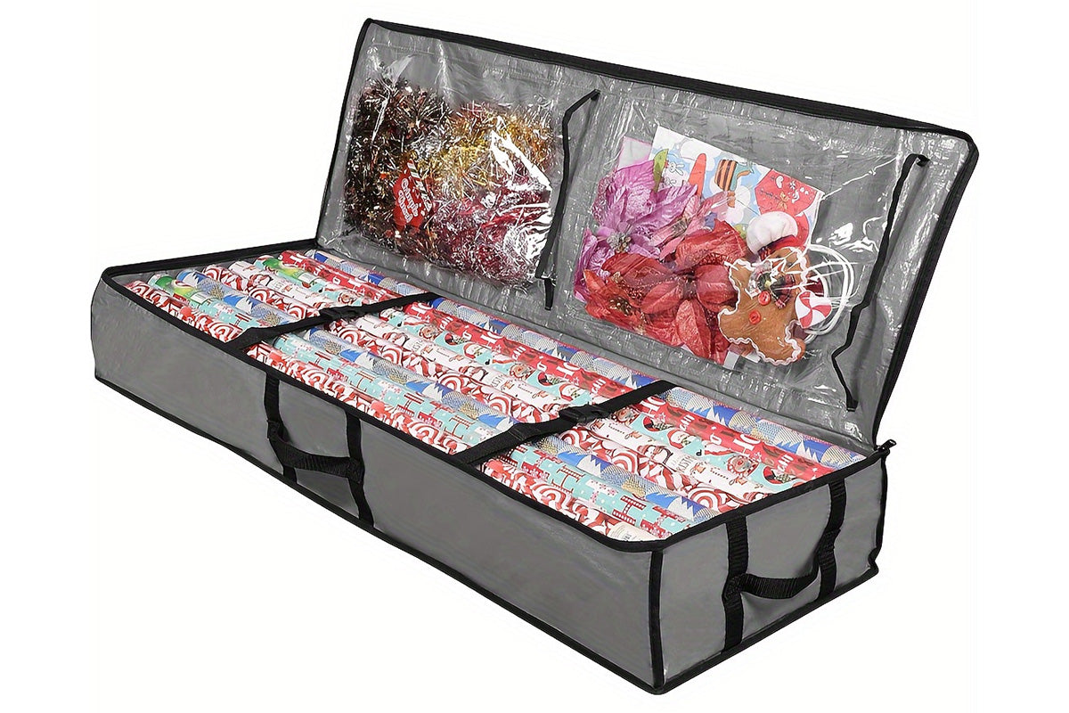 Wrapping Paper Storage Container Gift Wrap Organizer for Ribbon Accessories -Grey