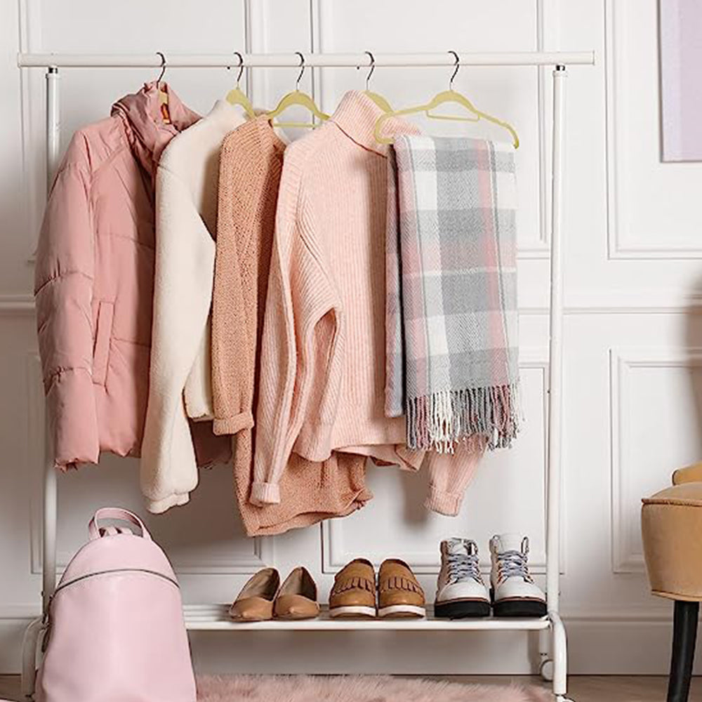 10Pcs Flocked Clothes Hanger Anti-Slip Hanger with 360 Degrees Swivel Hook for Suits Dresses Shirts Beige