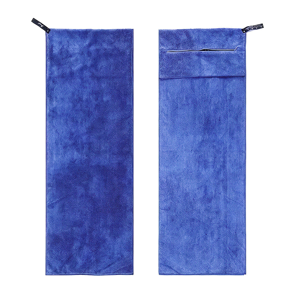 120x50cm Quick Dry Microfibre Gym Towel with Pocket - Blue