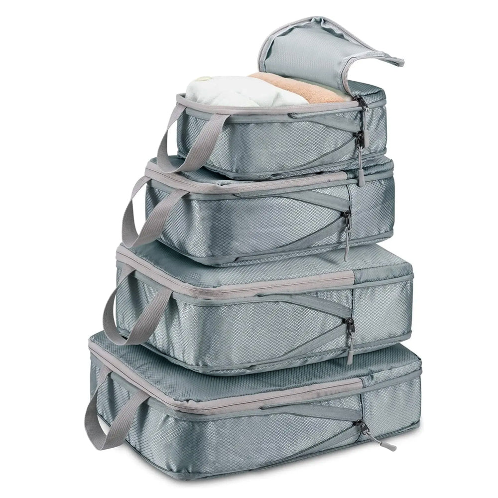 6Pcs Set Packing Cubes Travel Bags Compression Packing Organizer Bags for Travel Suitcases Storage Bags Grey