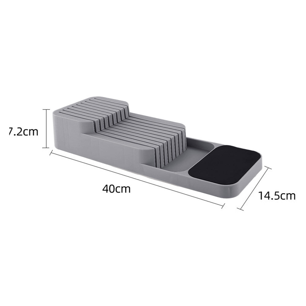 Storage Rack Knife Block Organizer Kitchen Knives Holder Countertop or Drawer Use-Grey