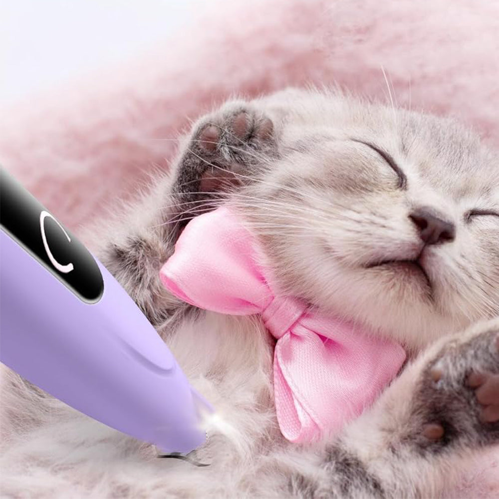 Cordless Pet Paw Trimmer with LED Light Rechargeable Grooming Tool for Dog Cat Purple