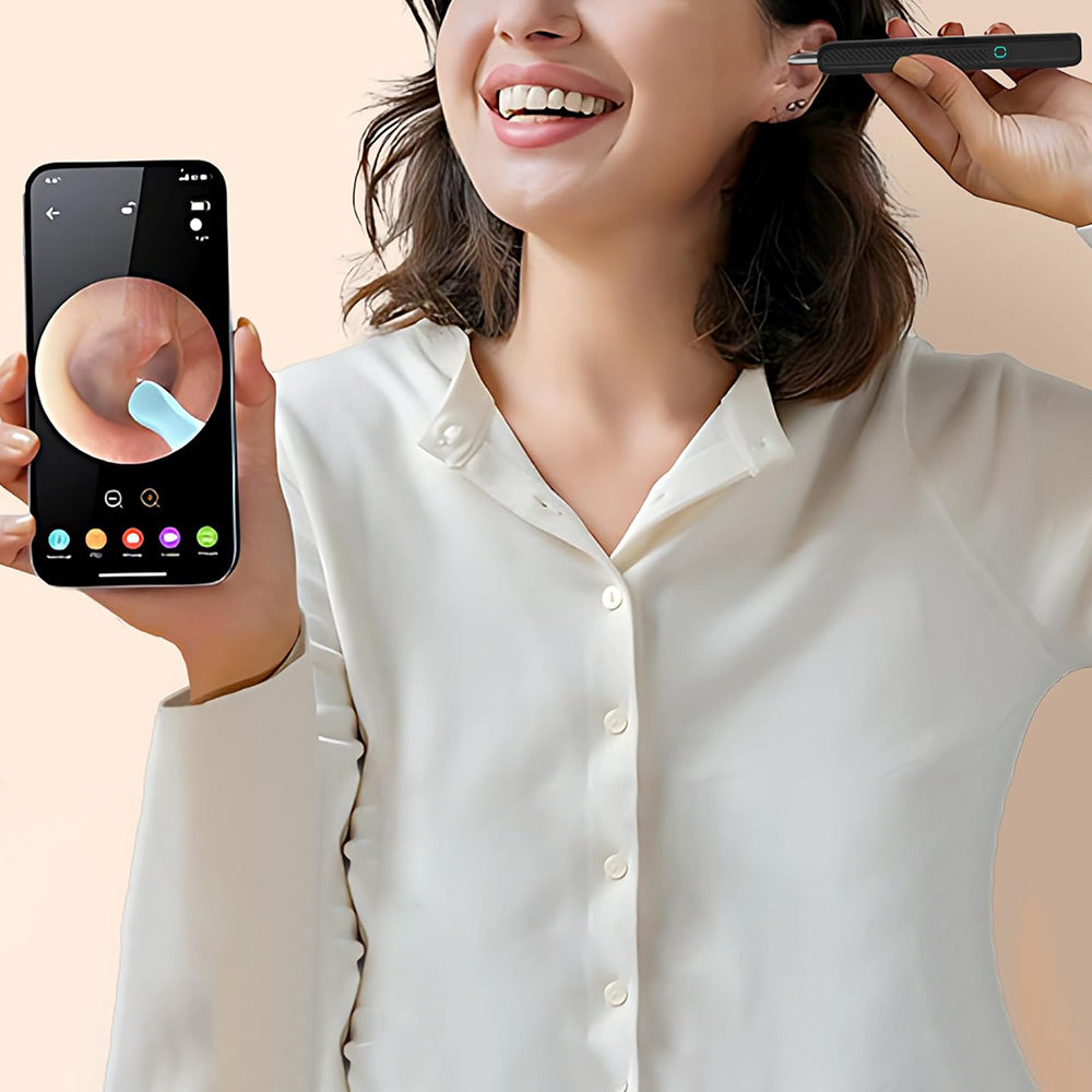 Visual WiFi Ear Wax Remover Wireless Ear Scoop with Camera Ear Cleaning Removal Pick Tool with Base Black