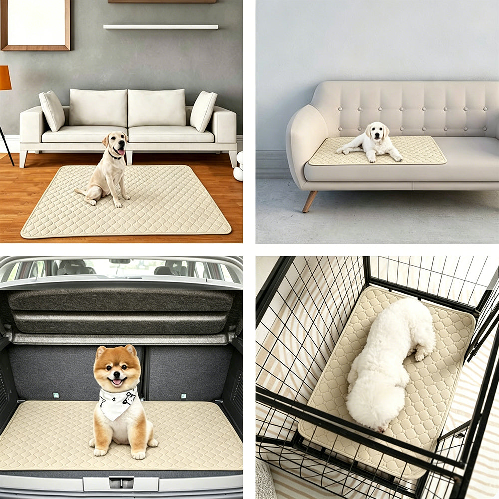 Washable Puppy Pads Waterproof Non Slip Reusable Dog Pee Pads for Floor-Beige