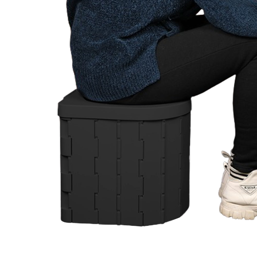 Portable Travel Camping Toilet Folding Toilet with Lid Car Potty Black
