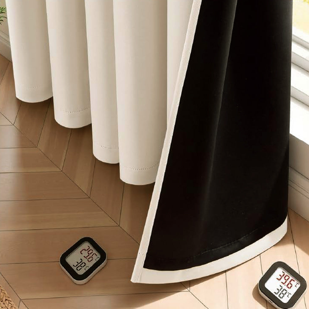 2 Pack 100 Percent Blackout Curtains with Black Liner-Beige
