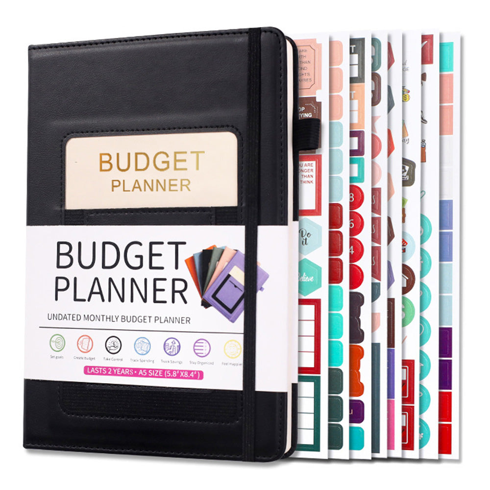 Monthly Budget Planner with Expense Tracker Notebook Undated Bill Organizer Account Book Black