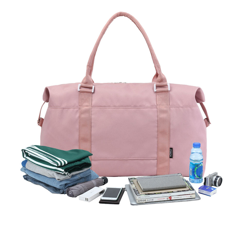 Travel Duffle Bag Carry On Tote Bags Sport Gym Bag  Luggage Bag with Wet Dry Separate Compartment Pink