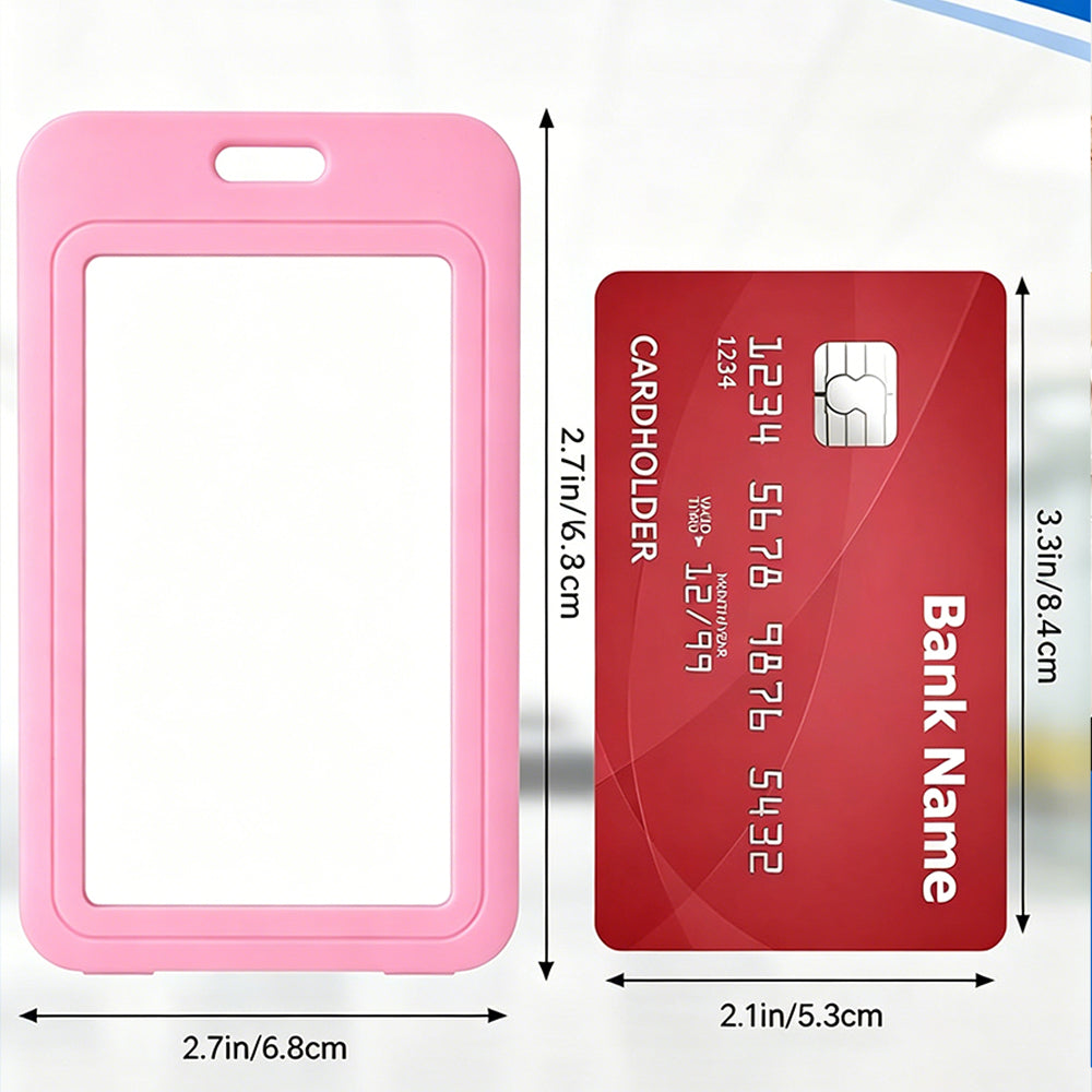 2Pcs Retractable Badge Holder with Lanyard for ID Cards-Pink