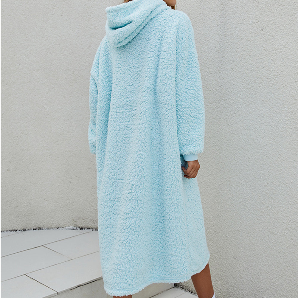 Reversible Wearable Blanket Plush Warm Cozy Blanket One Size Fits All Blue