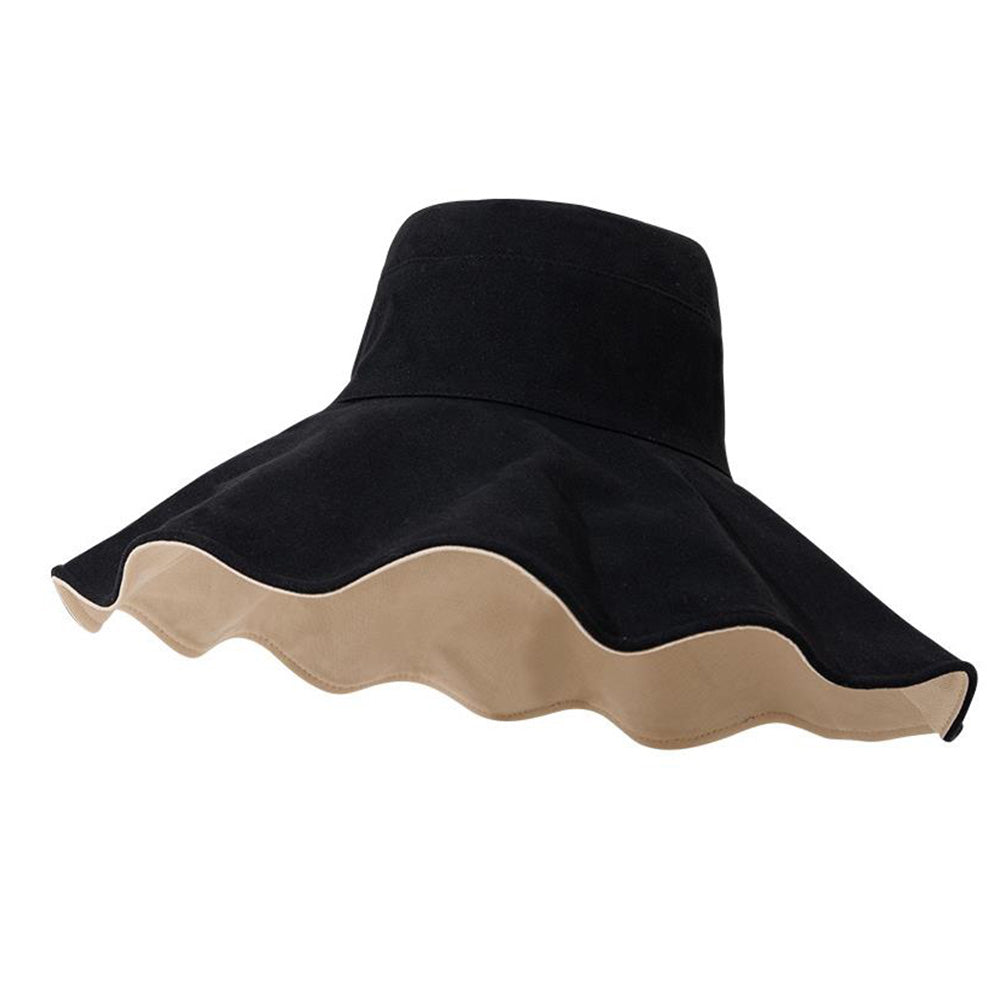 Reversible Bucket Hat Sun Hats with Wide Brim for Outdoor Camping Hiking Black
